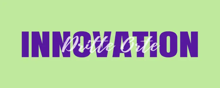 Violette Schrift, die das Wort ,,Innovation'' auf grünem Hintergrund zeigt.