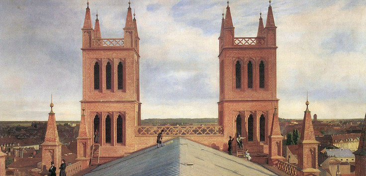 Panorama vom Dach der Friedrichwerderschen Kirche. Ausschnitt aus dem Gemälde von Johann Philipp Eduard Gärtner aus dem Jahr 1834