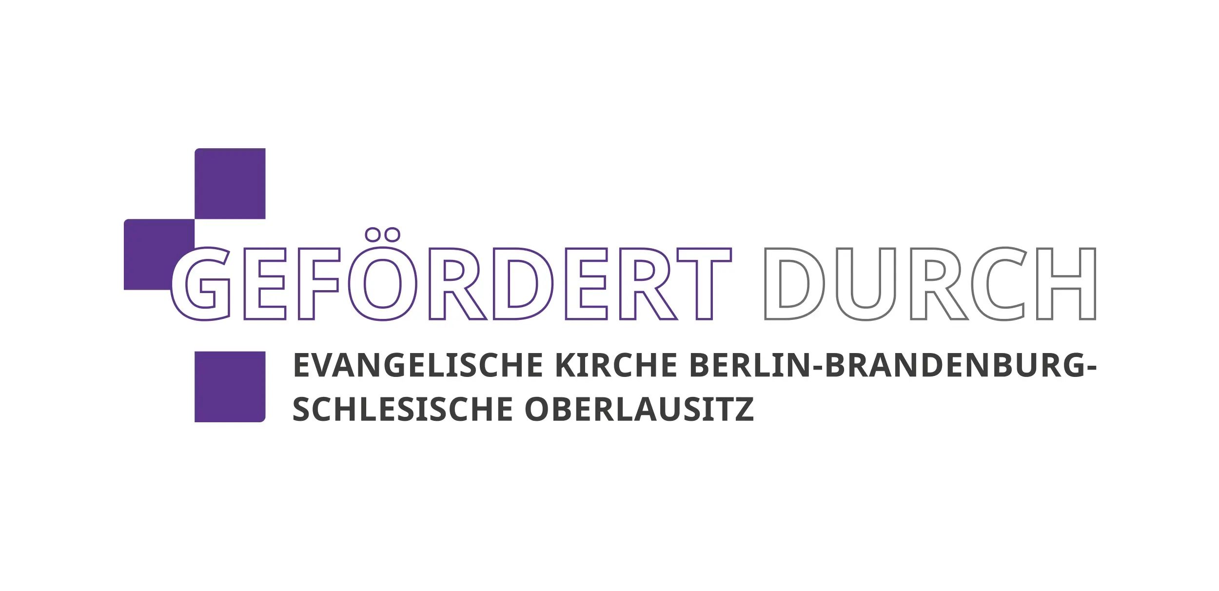 Weißer Hintergrund mit der Aufschrift ,,gefördert durch'' und darunter das EKBO Logo.